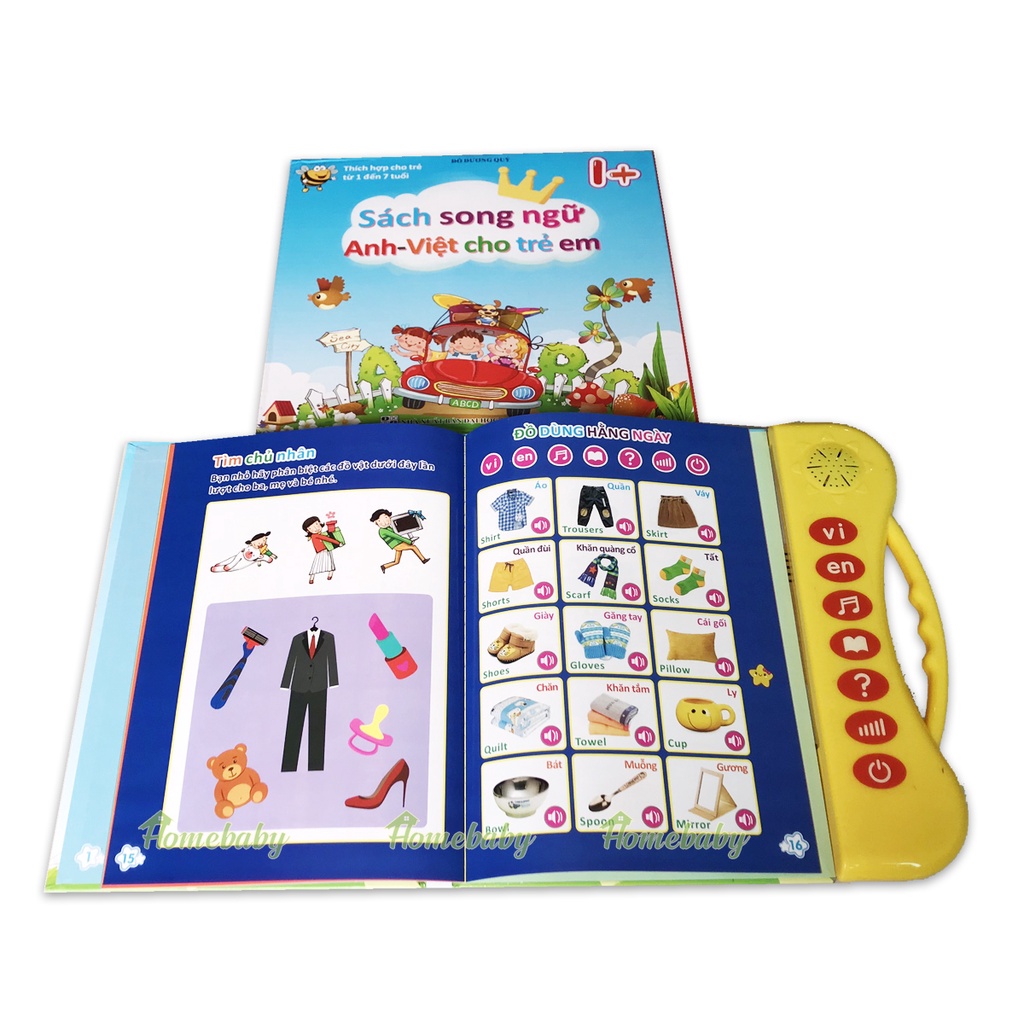 Bảng nói điện tử cho bé, sách dạy con học nói, bảng tập nói nói song ngữ Anh Việt cho trẻ tập phát âm, học nói tiếng Anh