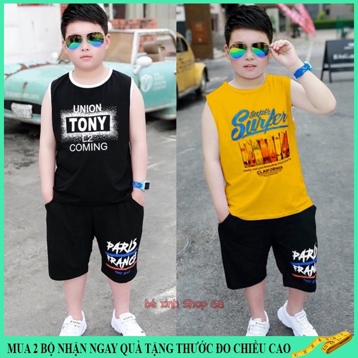 Quần áo bé trai sát nách từ 15-45kg , bộ ba lỗ bé trai 4-14 tuổi union st chất vải thoáng mát thấm hút mồ hôi tốt.