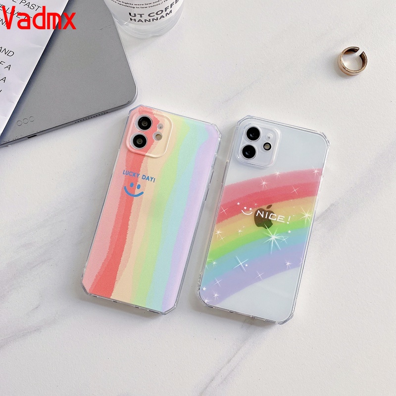 Ốp điện thoại TPU mềm trong suốt chống sốc in hình cầu vồng cho Samsung Galaxy S21 S20 Ultra Plus FE Note 20 Ultra 10 S10 Lite Plus