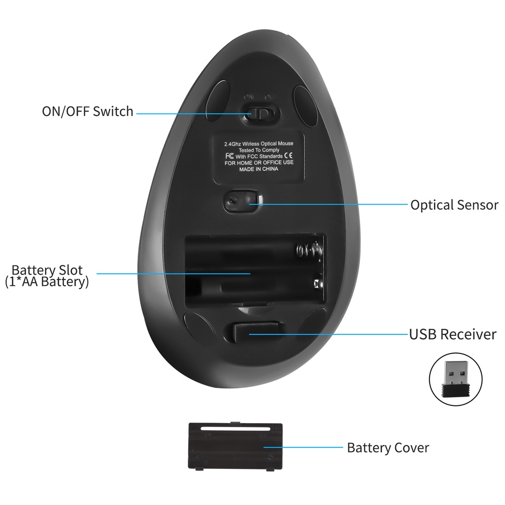 Chuột Quang Không Dây 2.4G 1600Dpi Cho Máy Tính