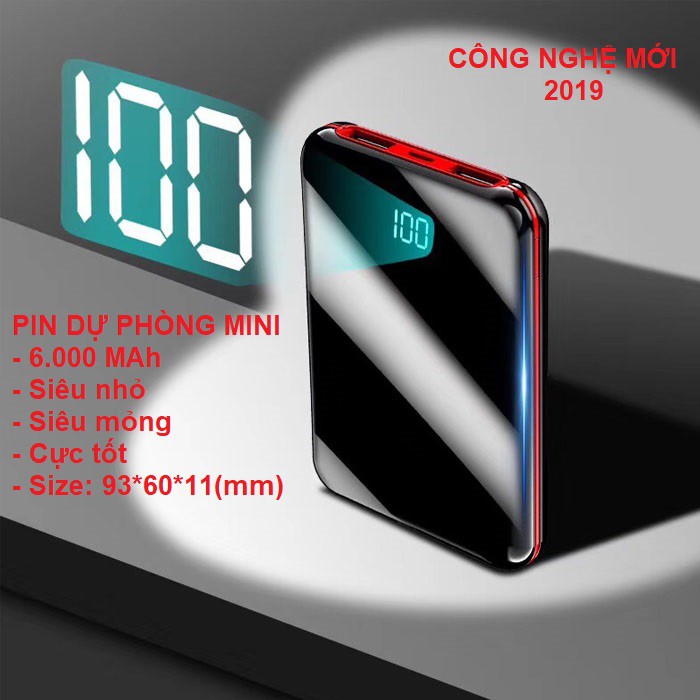 Pin Sạc dự phòng Siêu mỏng, Siêu nhỏ loại 6.000 (siêu nhỏ, siêu mỏng)