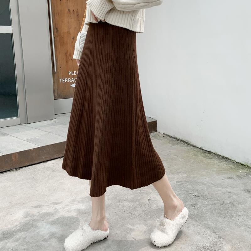 [ Mã 11FASHIONSALE1 giảm 10K đơn 50K ] Chân Váy Len Lưng Cao Màu Đen Thời Trang Thu Đông Cho Nữ 2021mid | BigBuy360 - bigbuy360.vn