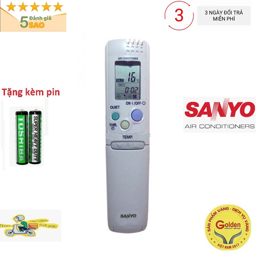 Điều Khiển điều hòa Sanyo loại dài tốt thay thế khiển zin theo máy - Tặng kèm pin