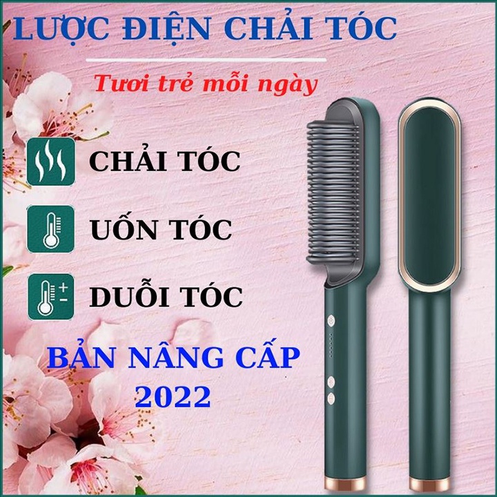 Lược Điện Chải Tóc Tạo Kiểu Chuyên Nghiệp - Kiêm Máy Uốn - Duỗi - Ép Tóc - Bảo Vệ Tóc Không Gây Xơ Rối