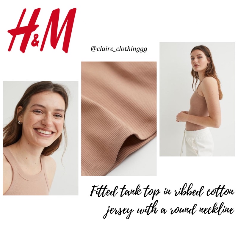 Áo H&M Ribbed Tank Top Khoét Nách Đường Gân