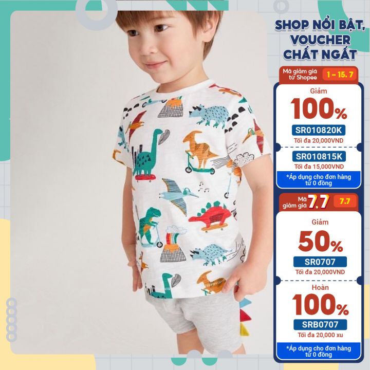 Bộ Cotton Khủng Long HM cho bé trai chất 100% cotton cao cấp