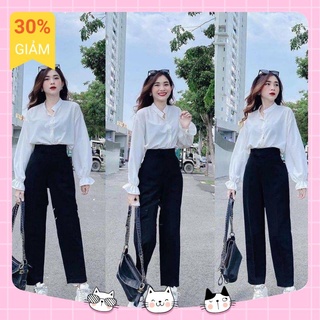 Quần Baggy Nữ Công Sở - Quần baggy nữ cạp cao Chất vải tuyết mưa xuất Hàn