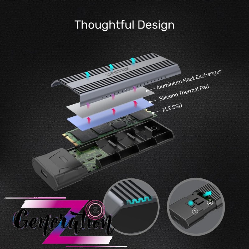 Box SSD Chuẩn PCIe Gen3x2 NVMe M.2/SSD AHCI M.2 SATA6Gbps Unitek S1204B