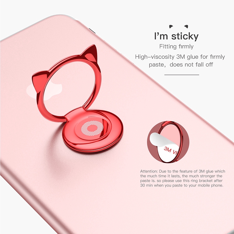 Vòng giá đỡ điện thoại hình tai mèo đáng yêu thích hợp cho iPhone X 8 Samsung Xiaomi