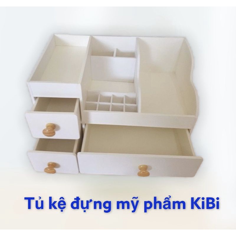 Kệ Đựng Mỹ Phẩm Size 35 trắng núm gỗ chất lượng