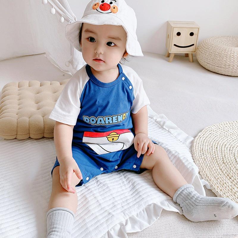 Bộ Áo Liền Quần Tay Ngắn Chất Liệu Cotton Mỏng Thoáng Khí Thời Trang Mùa Hè Cho Bé