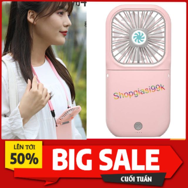 Quạt Đeo Cổ Kèm Pin Dự Phòng 3000mAh Rảnh Tay BH❤️1❤️ĐỔI❤️1 Quạt Mini Sạc Usb -Để Bàn- Đi Chơi
