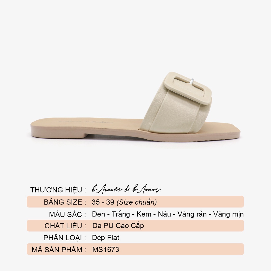 Dép lê nữ thời trang đẹp kiểu dáng sandal đi biển quai ngang đế bệt cao cấp chính hãng bAimée & bAmor - MS1673
