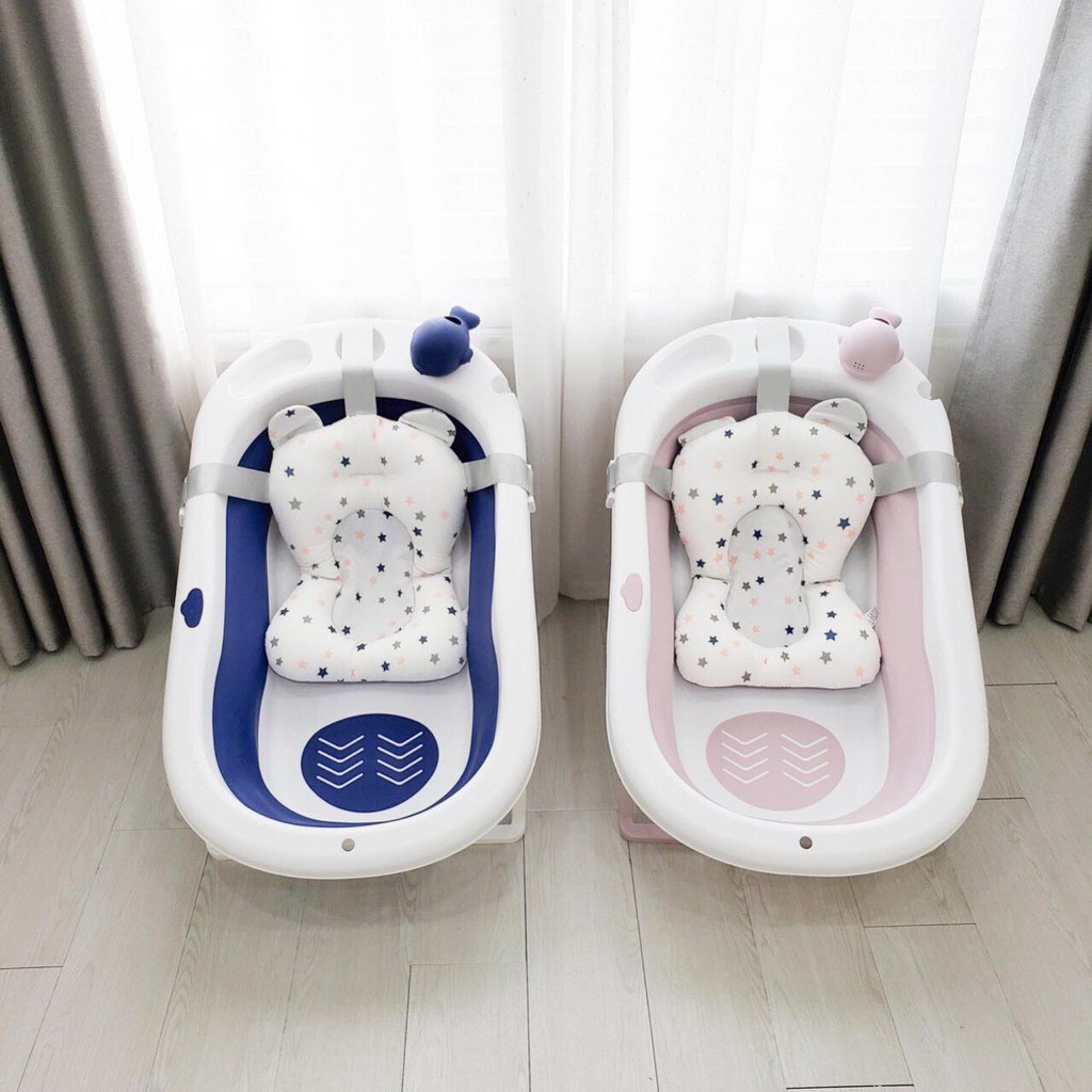 FREE SHIP !!! Chậu tắm gấp gọn cao cấp kèm phao 9BABY chính hãng