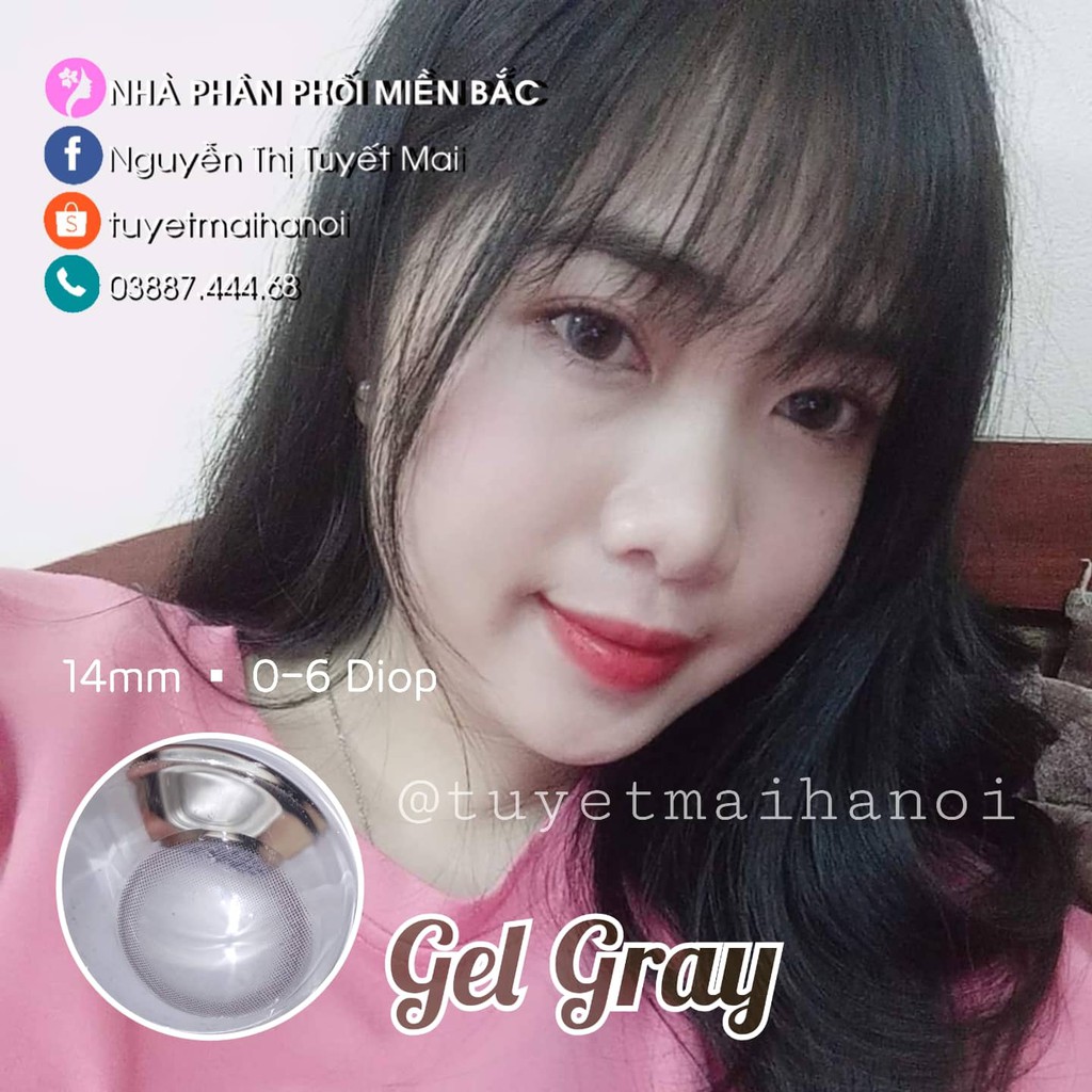 [ Ảnh Thật ] Lens Cận Màu Xám Tự Nhiên Không Giãn Gel Gray 14mm - Kính Áp Tròng Hàn Quốc Vassen Sexy Me