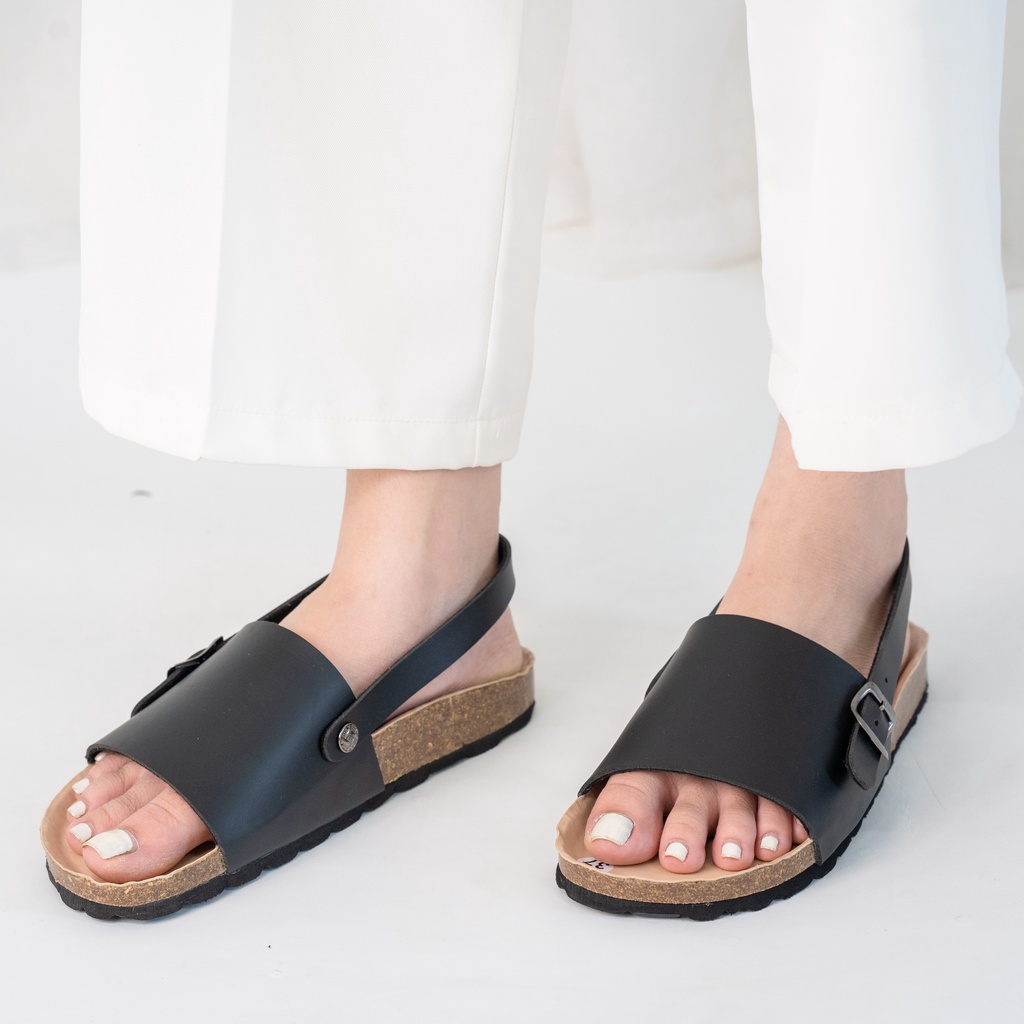 ( Mẫu Da Thật ) D22 - Sandal Đế Trấu BIOLINE Official Quai Da Bò Nguyên Tấm