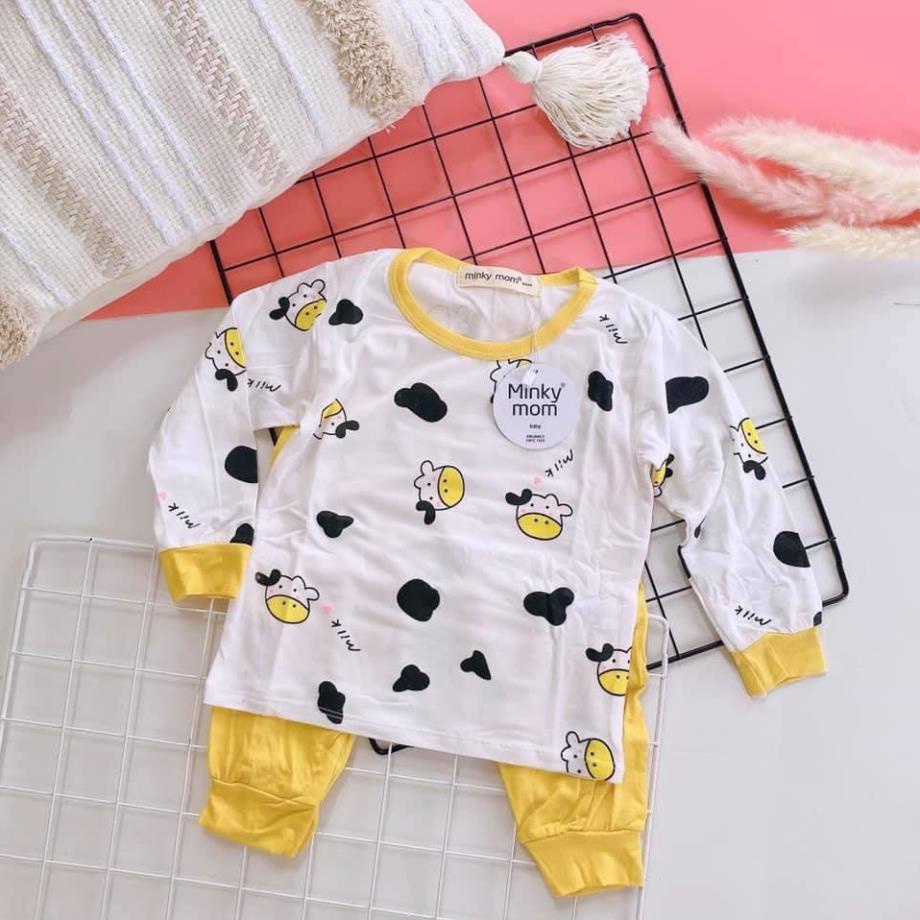 Bộ Dài Tay Minky Mom Cổ Màu Chất Thun Lạnh Họa Tiết Động Vật Đáng Yêu Cho Bé Unchi Store (QATE328) ་