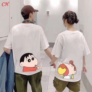 set 2 áo đôi nam nữ chát đẹp tay lỡ unisex cậu bé và quả trứng