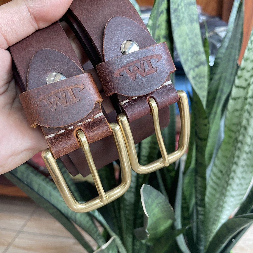 Thắt Lưng Nam Dây Nịt Da Bò Rộng 3.4Cm Khóa Đồng Đúc Nguyên Chất TM803 BH 3 Năm Tặng Kèm Hộp Lót Nhung Cao Cấp