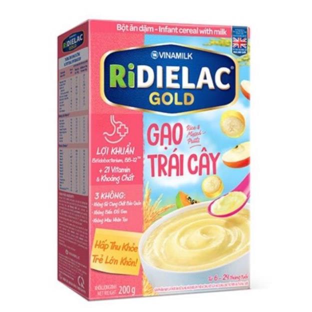 Bột ăn dặm RIDIELAC GOLD Gạo trái cây - Hộp giấy 200g