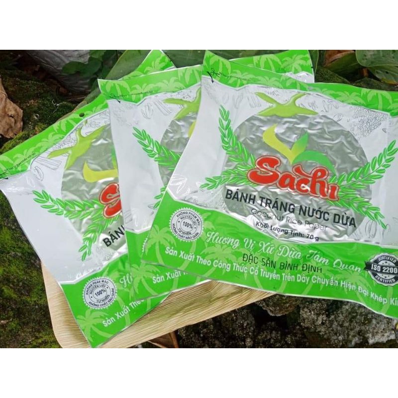 Thùng 50 gói 75gr Bánh tráng nước dừa nướng sẳn Sachi