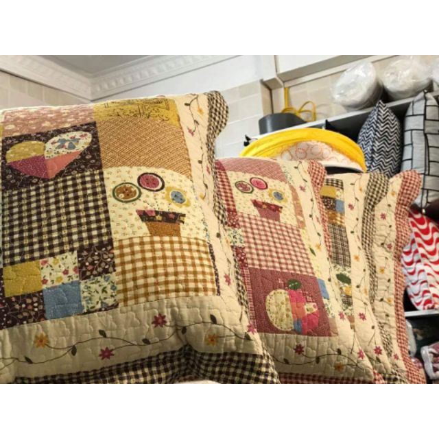 CÓ SẴN Vỏ gối tựa quilt 100% cotton 50 x50cm