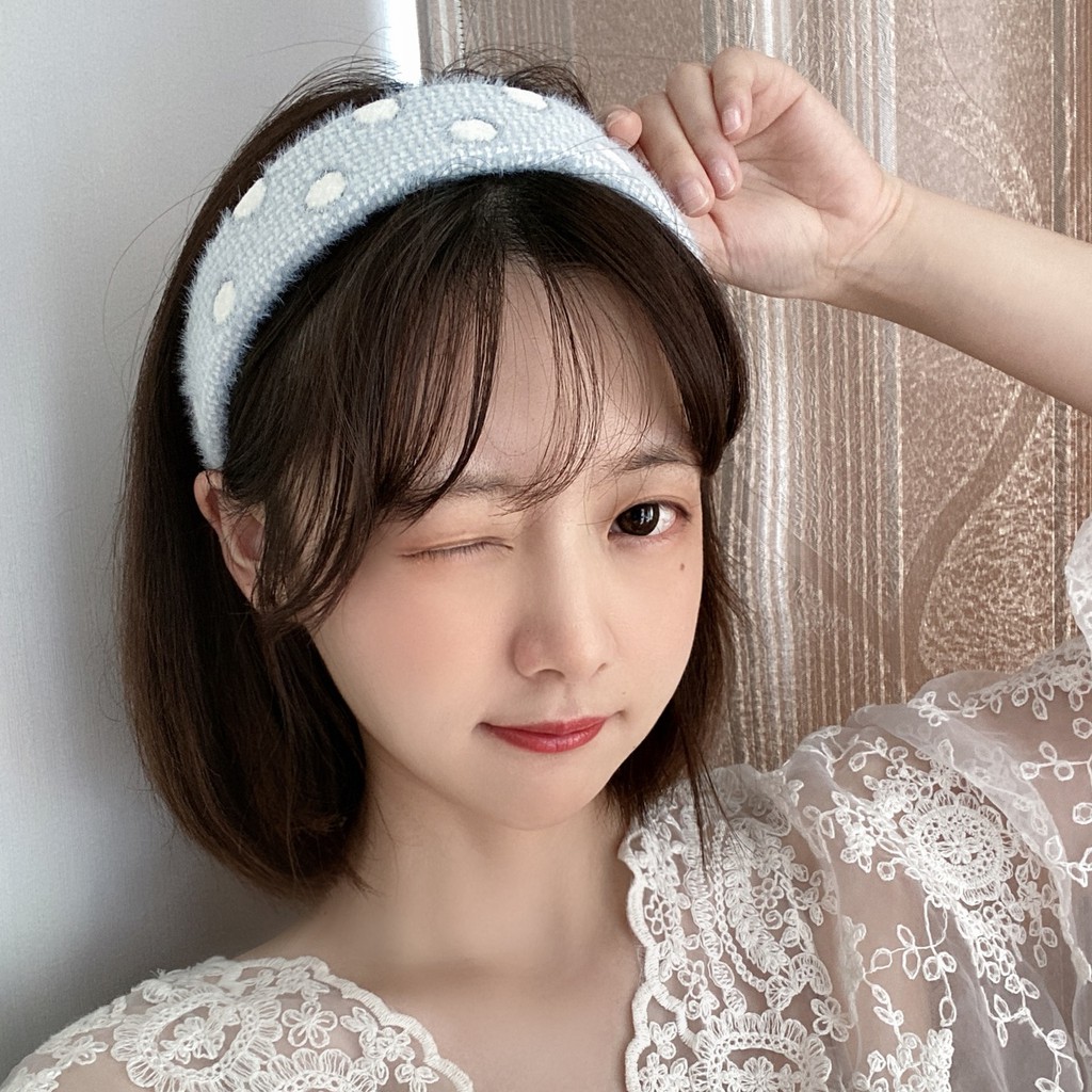 Băng Đô Nơ Họa Tiết Chấm Bi Phong Cách Hàn Quốc Cho Nữ