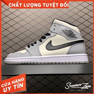 Giày thể thao air jordan 1 retro high light smoke grey cao cổ xám logo đen