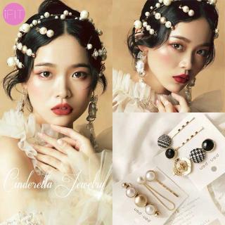 Bộ 3 Kẹp Tóc Đính Ngọc Trai Dễ Thương Phong Cách Hàn Quốc