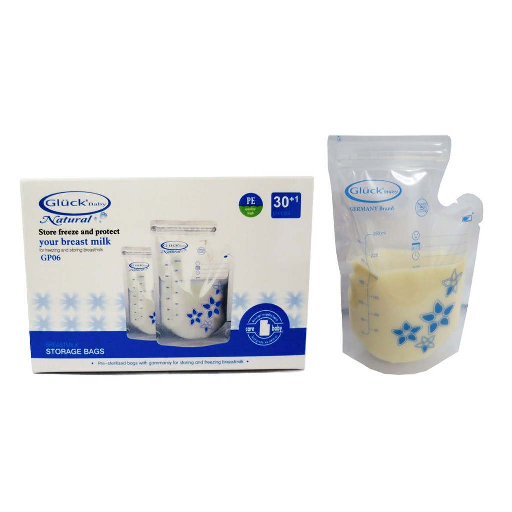 Túi trữ sữa Gluck Baby 3D Double Zip (hộp/30 túi 250ml)