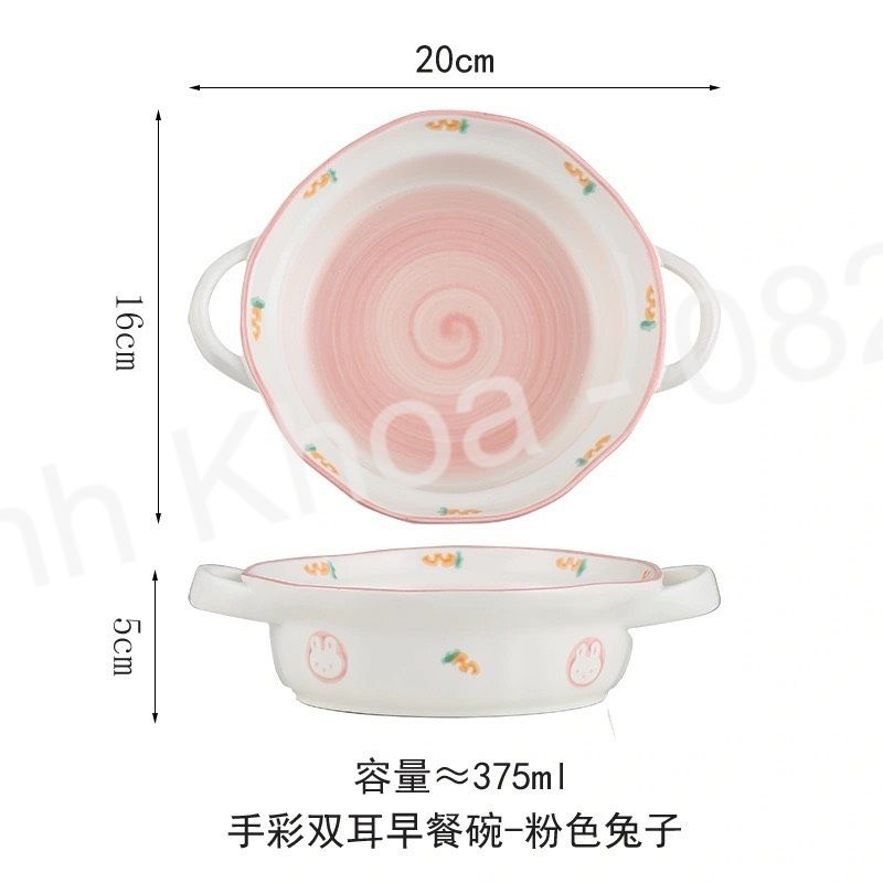 Bát Đĩa Decor, Chén Dĩa dễ thương, Bát ăn cơm Bát tô có 2 tai thủng xinh yêu cute