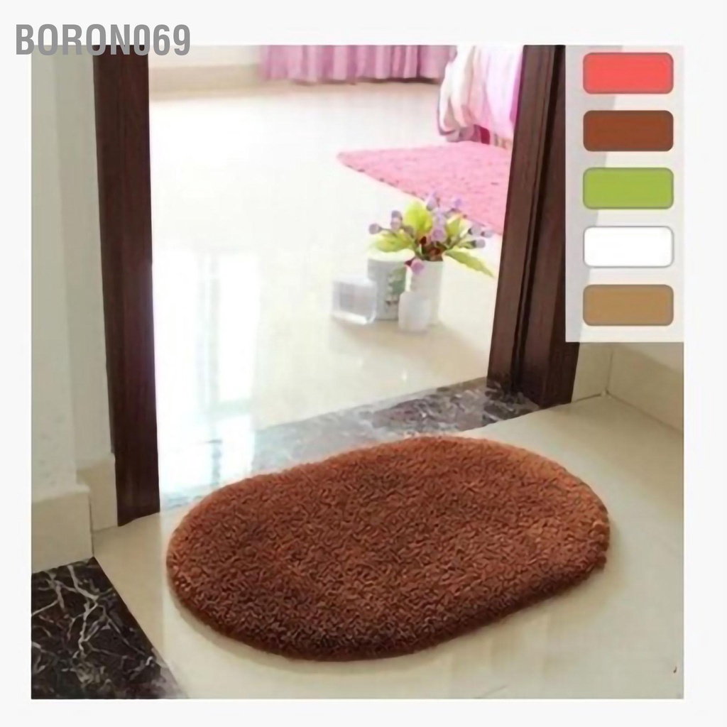 Tấm thảm chùi chân để trước cửa vải lông nhung mềm mại hình oval hút ẩm chống trượt thoải mái dành cho nhà bếp phòng tắm