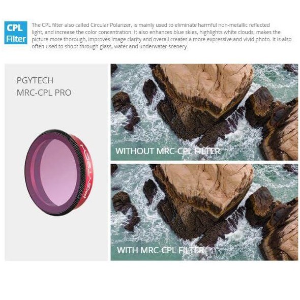 Kính lọc filter MRC-CPL Osmo Action - Professional - PGYtech - Chính hãng - Sản phẩm cao cấp - Mặt kính chống nước