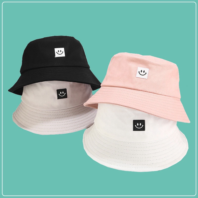 Mũ tròn Unisex nam nữ thêu mặt cười phong cách trẻ trung