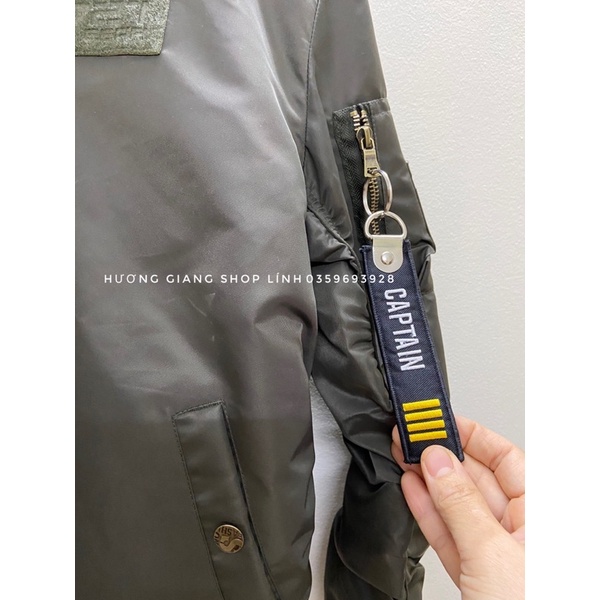 Áo khoác Pilot USA phối mũ nỉ màu xanh lính USA thời trang cao cấp