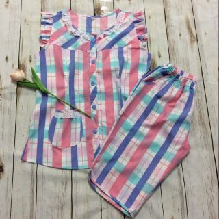 Bộ mặc nhà kate caro lửng