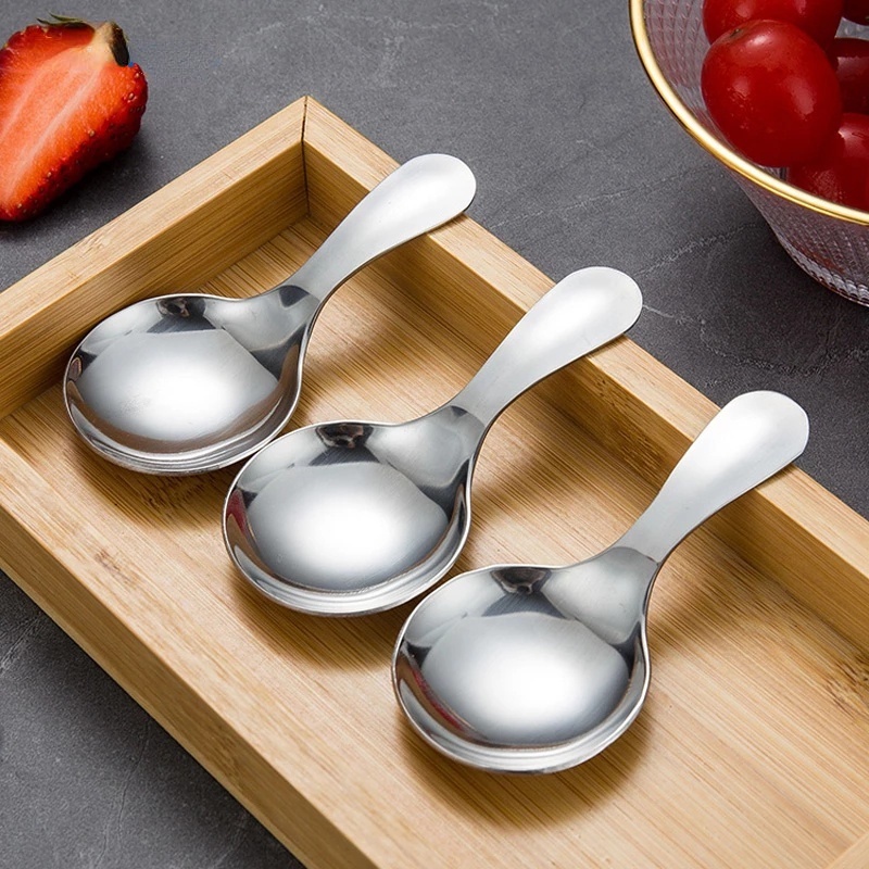 Muỗng Cà Phê / Trà / Ăn Kem Bằng Thép Không Gỉ Tay Cầm Ngắn Dễ Thương Chất Lượng Cao