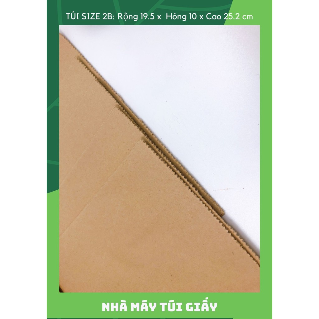 300 túi giấy nâu không quai Size 2B:19.5x10x 25.2 cm túi đựng hàng 3kg