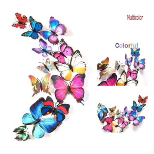 Set 12 miếng dán tường hình bướm 3D độc đáo