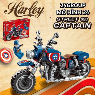 Mô hình Đồ chơi Lắp ráp nonego xe máy Đội trưởng mỹ motor captain america MOC 245+ chi tiết pcs trẻ em harley davison