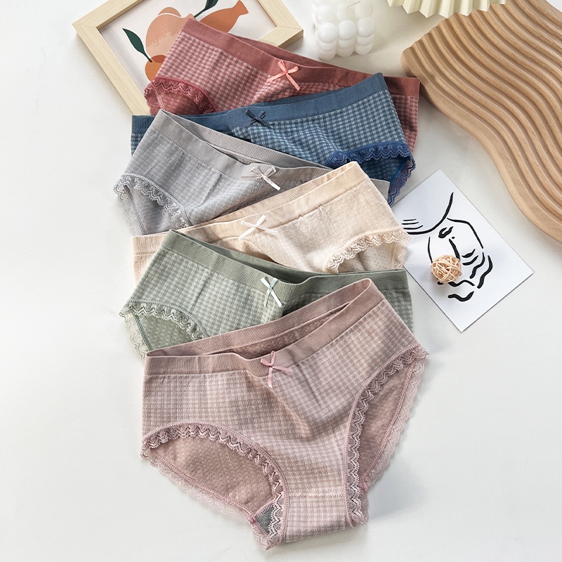 Quần Lót Cotton Kẻ Caro Siêu Dễ Thương Dành Cho Bạn Nữ