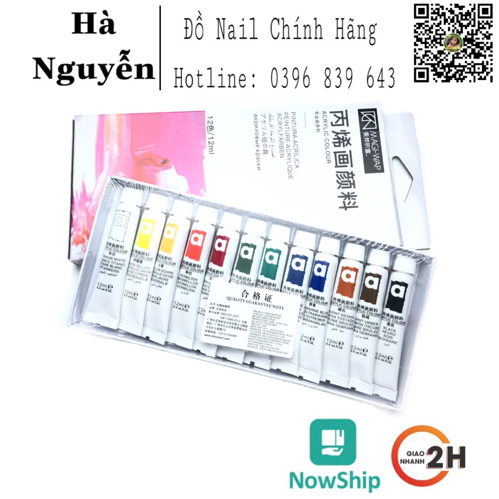 Bột màu vẽ set 12 - bột vẽ Acrylic  vẽ móng