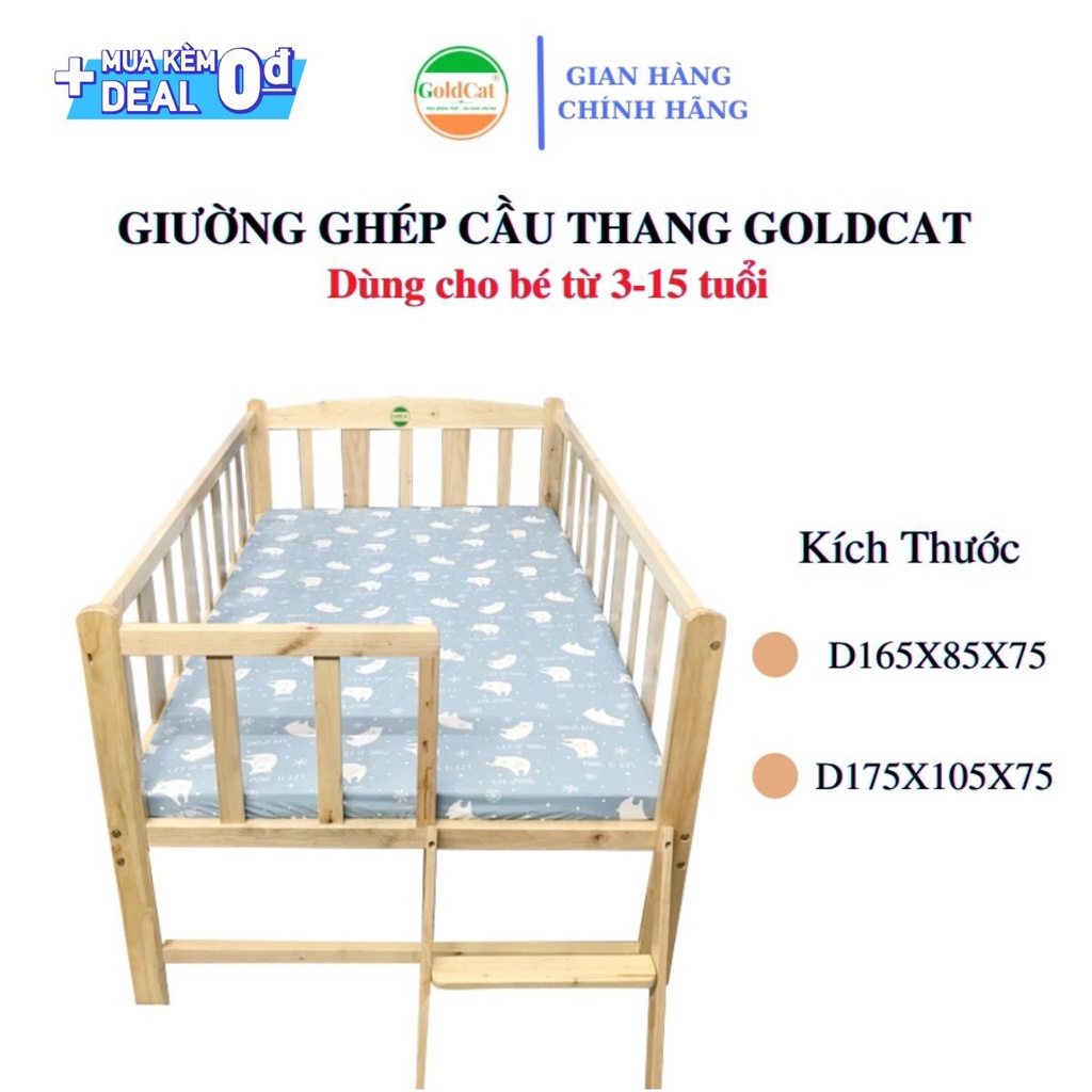 Giường Ngủ Ghép Cầu Thang Cho Bé GOLDCAT GC36M Chất Liệu Gỗ Quế Chịu Lực Tốt, Chiều Cao Thay Đổi Linh Hoạt