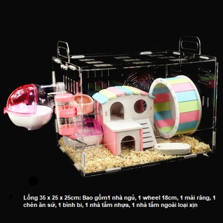 Lồng mica đủ đồ cho hamster bear