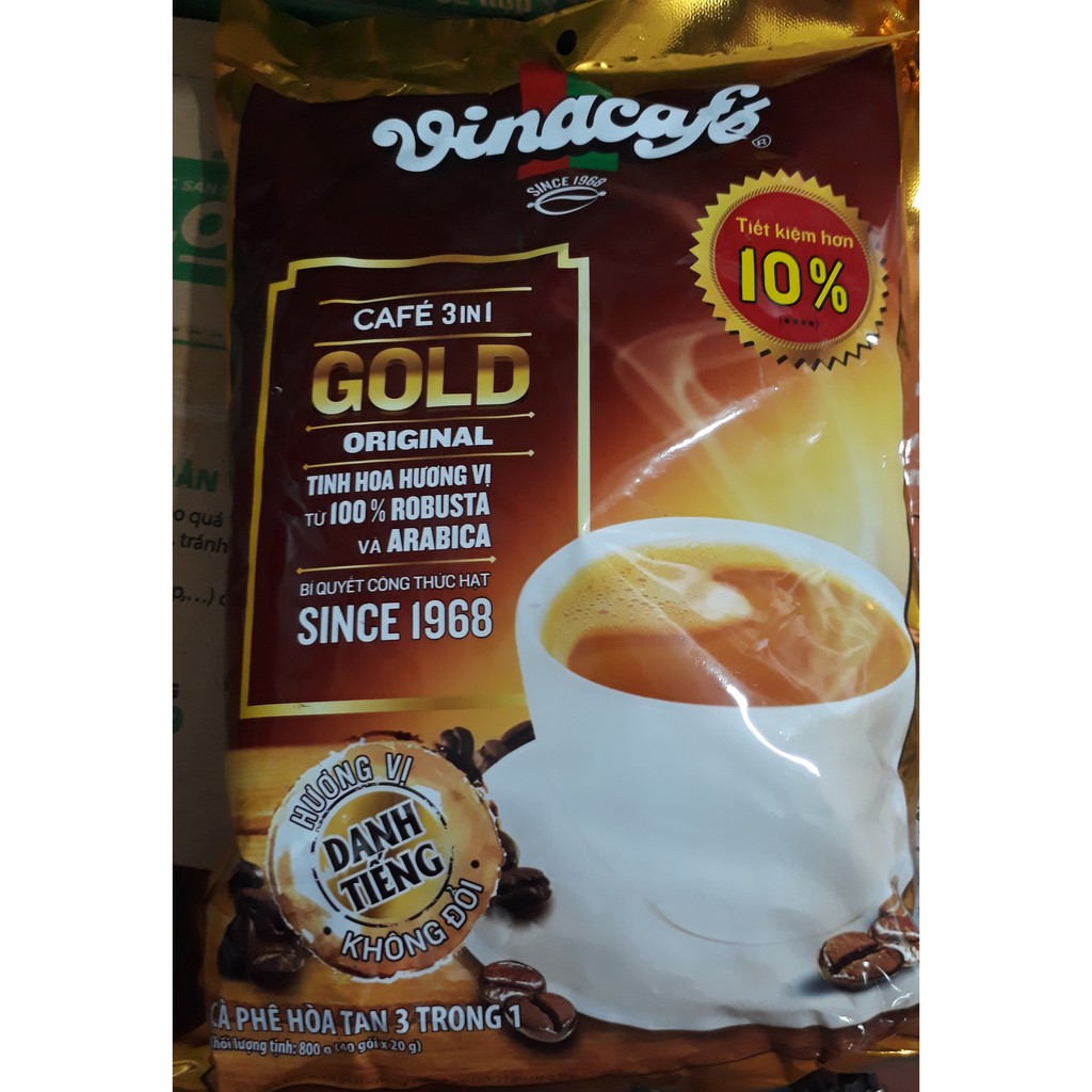 [Mã 159FMCGSALE giảm 8% đơn 500K] Cà phê sữa VinaCafé Gold Original 800g ( 40 gói x 20g )