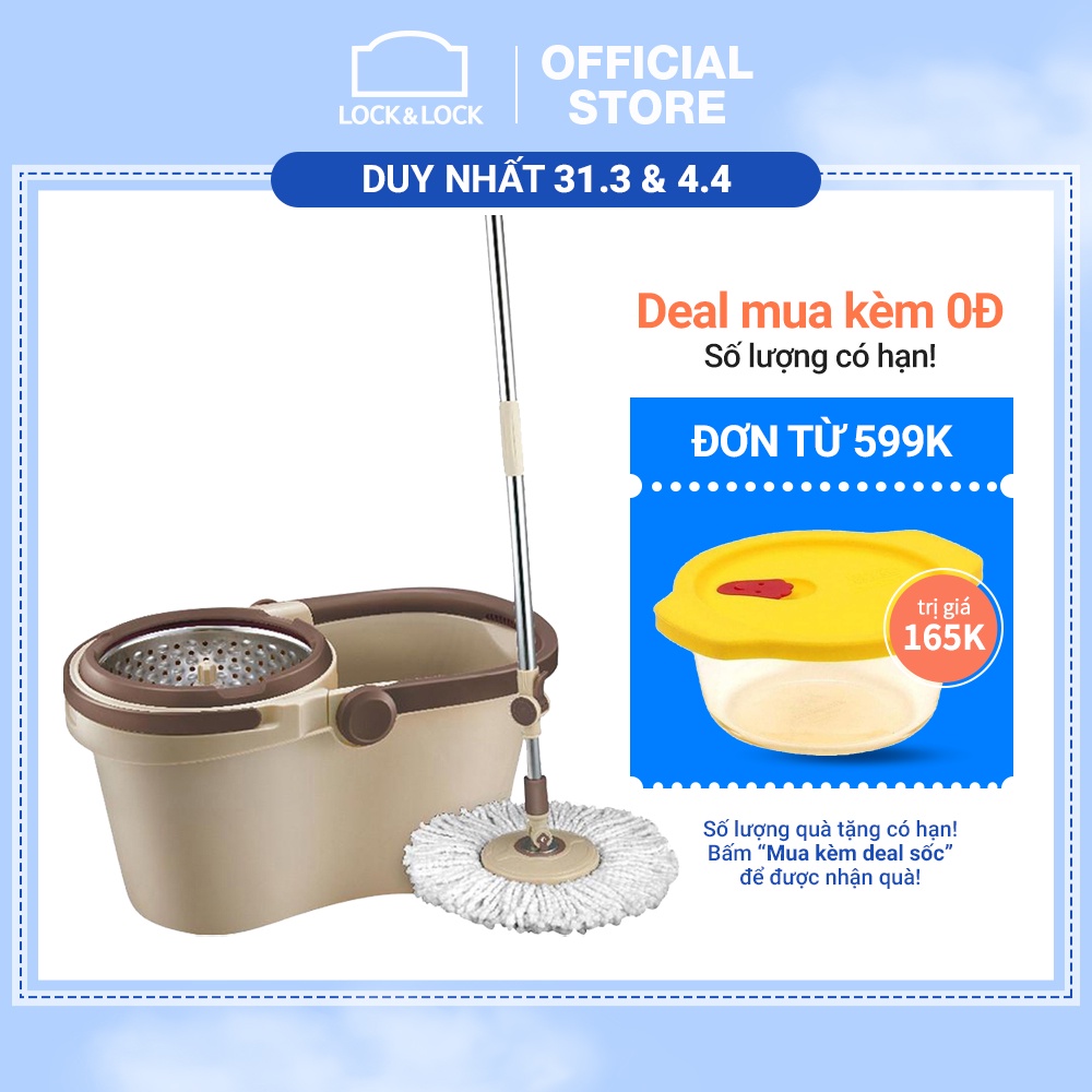 [Mã LIFEHL25 giảm 10% đơn 350K] Bộ cây lau nhà xoay tay Compact Spin Mop Lock&amp;Lock - ETM466