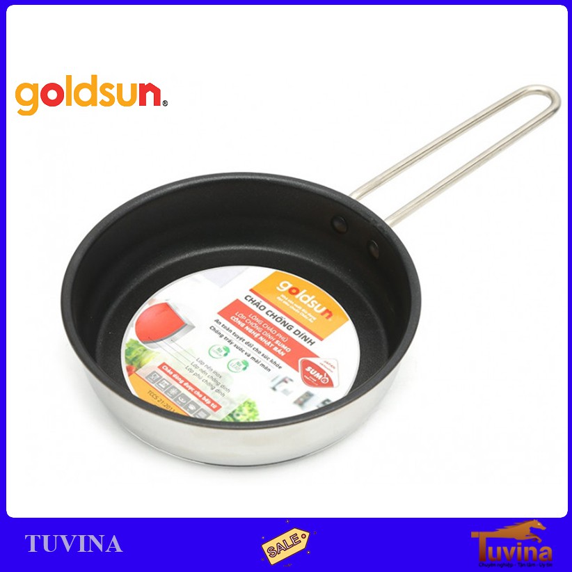 Chảo Chống Dính Inox Cao Cấp Goldsun Đáy Từ Size 16/18/20 cm  GPP09-F16/ GPP09-F18/ GPP09-F20 - Hàng Chính Hãng Goldsun