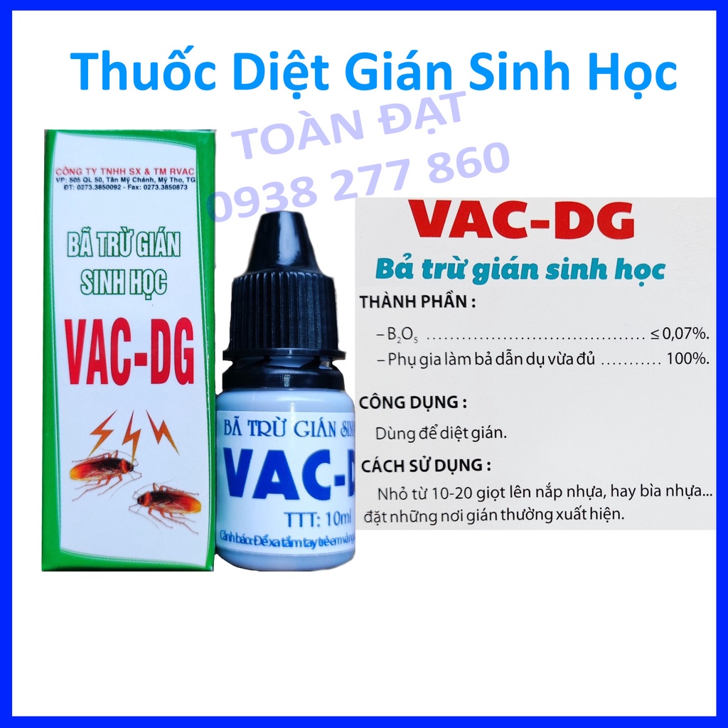 Bả trừ gián sinh học VAC-DG chai 10ml, Thuốc Diệt Trừ Gián Trong Nhà
