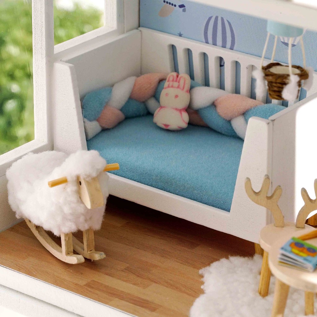 Mô hình nhà búp bê DIY Doll House Miniature_ have_a_nice_day _Tặng TẤM CHE BỤI + KEO+ CÓT NHẠC + CHÓ CẢNH+ MÈO