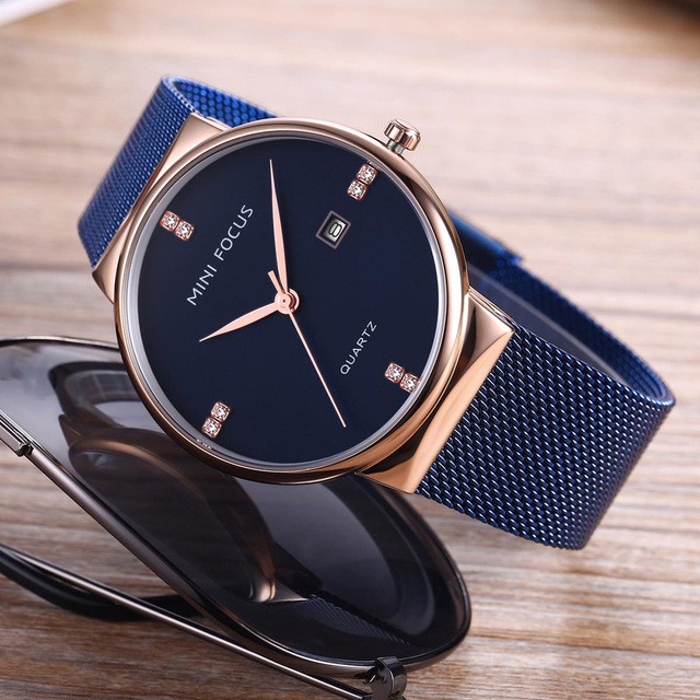 MINI FOCUS Đồng Hồ Đeo Tay Quartz MINI Bằng Thép Không Gỉ Chống Thấm Nước Kiểu Doanh Nhân Cho Nam